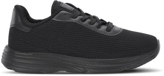 Zwarte Slazenger Proofix hardloopschoen voor junioren, zijaanzicht.