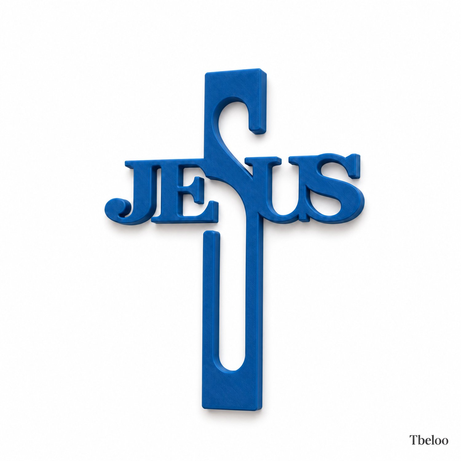 Tbeloo Jezus Kruis – Christelijke Wanddecoratie – 3D Geprint – Marineblauw – 18 cm x 13 cm