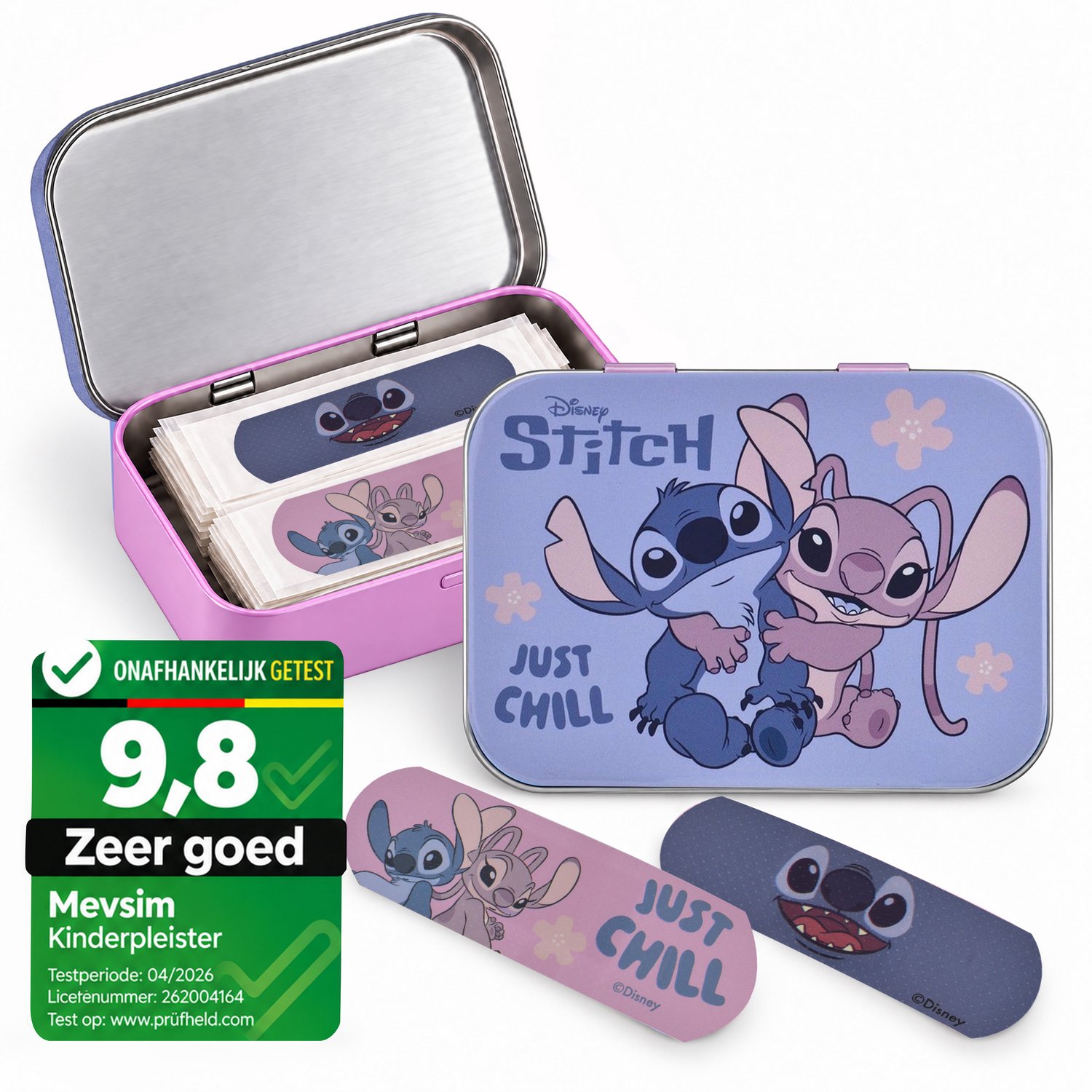 Stitch en Angel Pleisters - Kinderpleisters - Pleisters in Metalen Doosje - Pleisters voor Kinderen - 24 Stuks