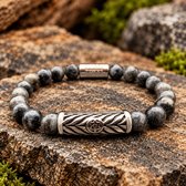 Dragon Bracelets Heren Armband - Royal Viking - Grijs Zwart - Labradoriet Natuursteen