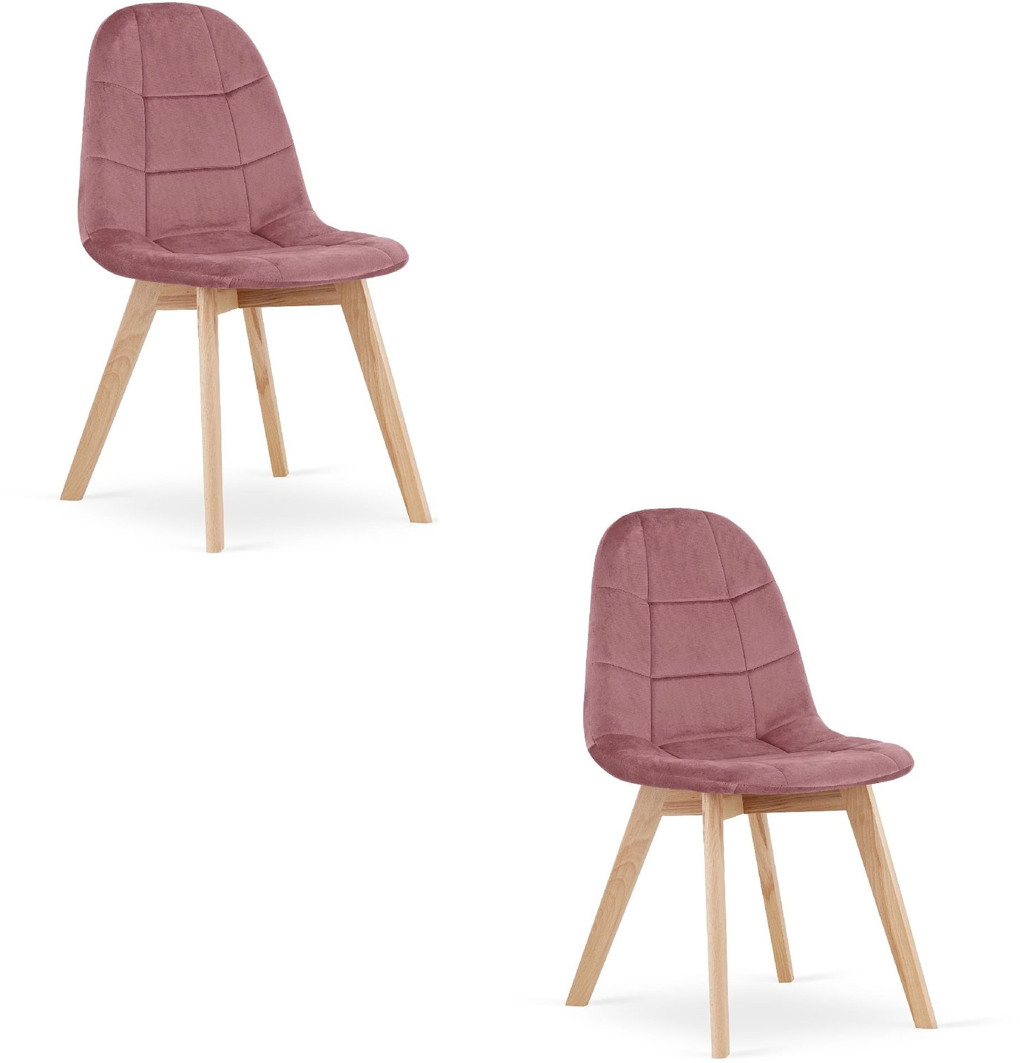 LEOBERT BORA Eetkamerstoelen – Set van 2 – Donkerroze Velvet – Beukenhouten Poten – Comfortabele en Ergonomische Zitting – Scandinavisch Design – Voor Woonkamer, Keuken, Eetkamer en Slaapkamer donkerroze / beukenkleur