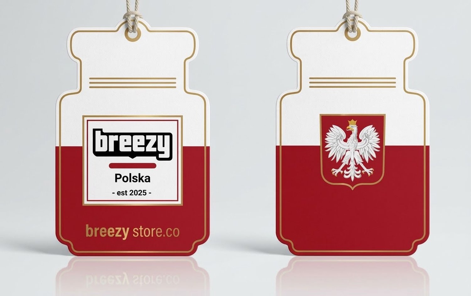 4 stuks Breezy - POLEN, Polen vlag, auto geurdispenser, geurhanger, car air freshener, geurboom