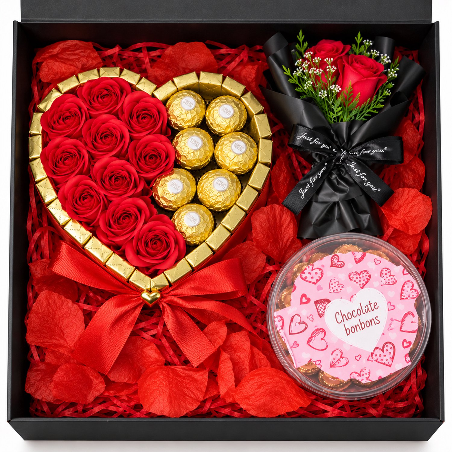 Nina's Giftshop® Valentijn Geschenkset - Chocolade Hart & Bonbons - Romantisch Cadeau voor Hem & Haar - Liefdescadeau