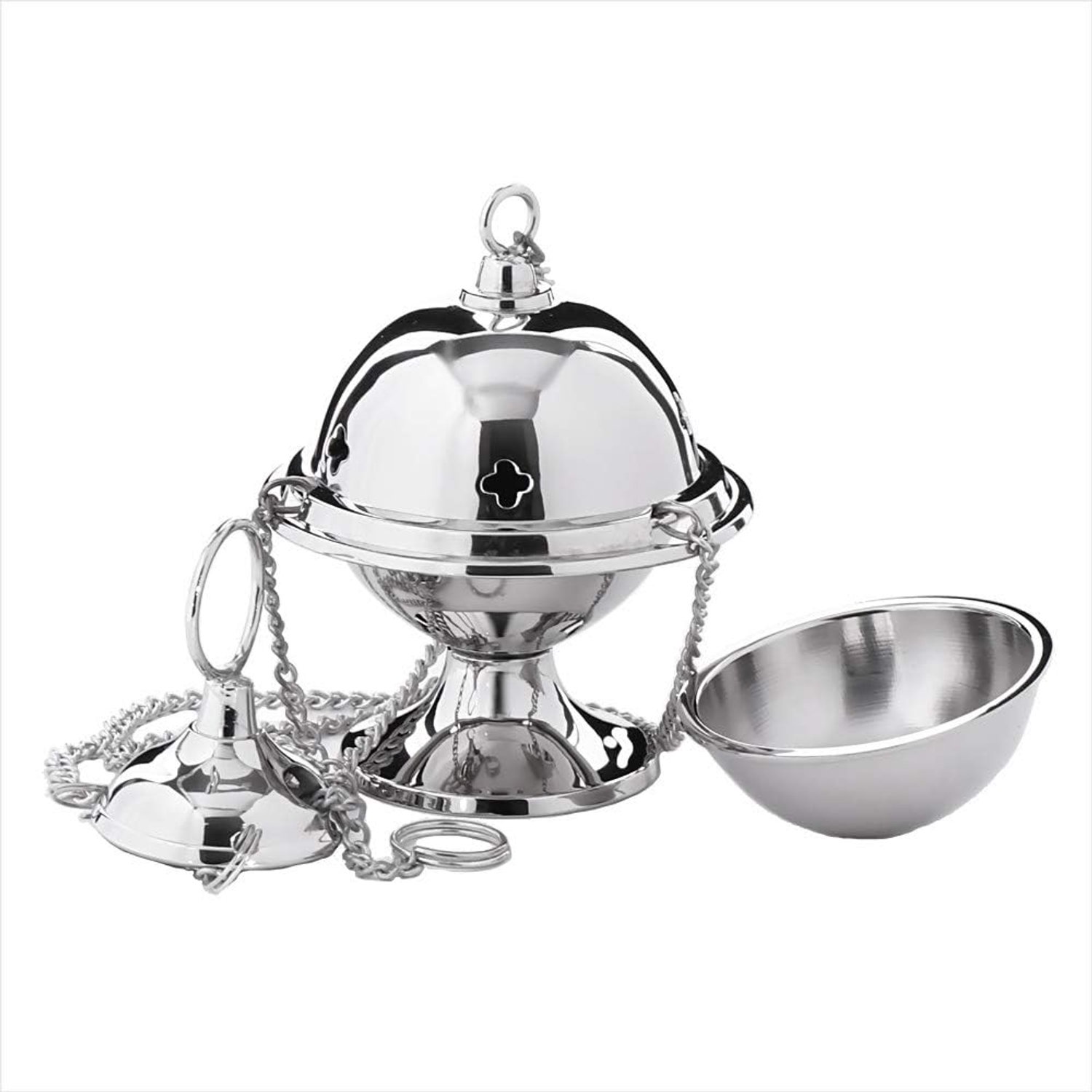Draaibare Messing Wierookbrander met Ketting - Zilverkleurig