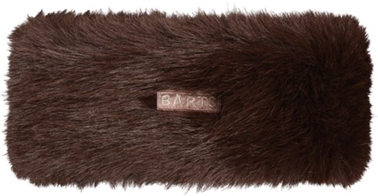 Donkerbruine hoofdband van imitatiebont met een klein Barts-label in het midden.