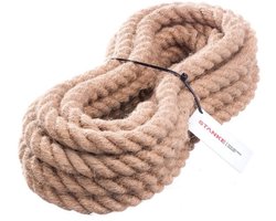 Jutetouw - Natuurlijk henneptouw - Voor decoratie en tuin - Geïmpregneerd en recyclebaar - 16mm 30 meter - Natuurlijk