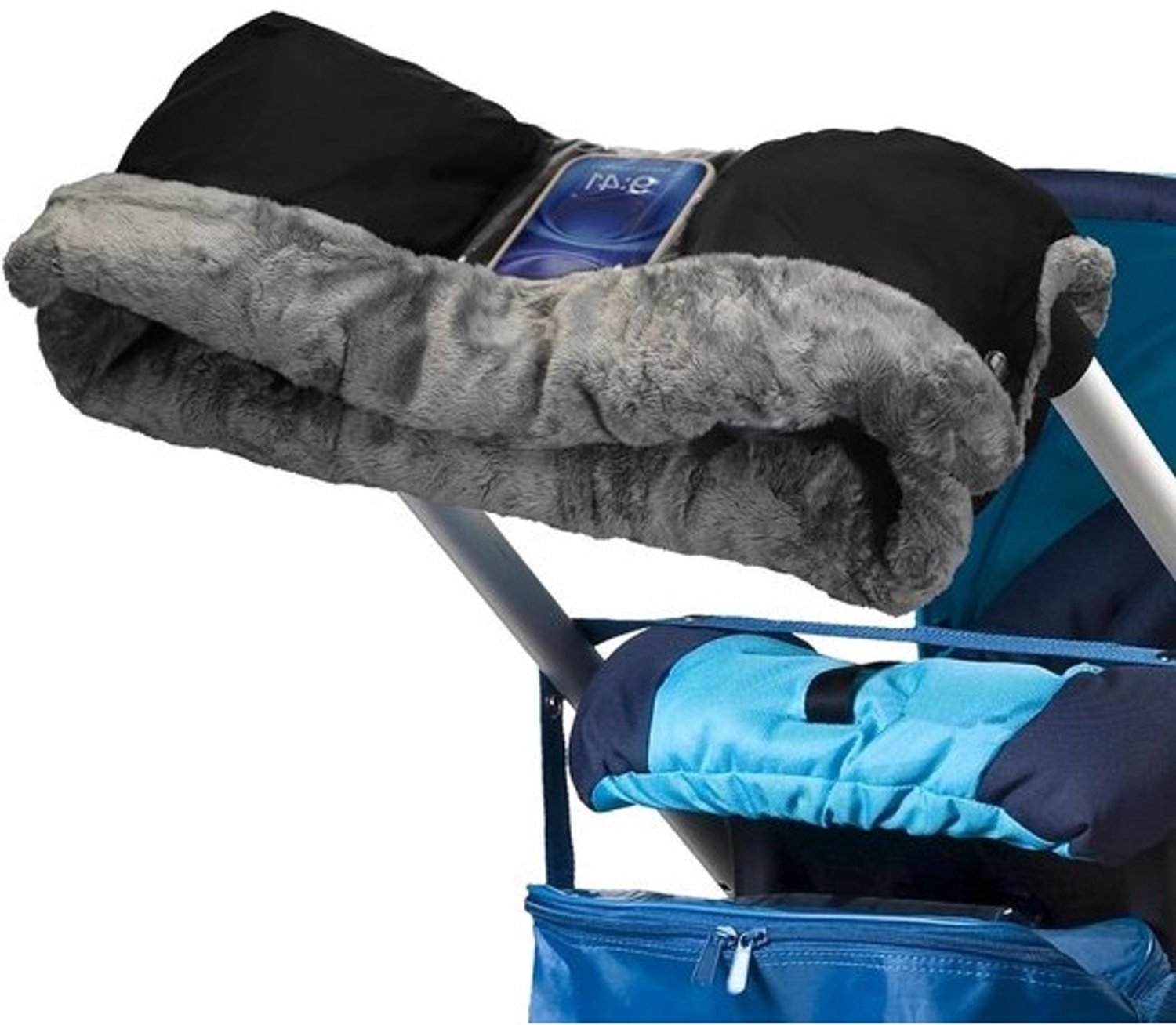 Kinderwagen Handwarmer - Mof voor Kinderwagen - Warme Winterwandelingen - Nylon Buitenkant - 32 x 22 x 2 cm - Zwart