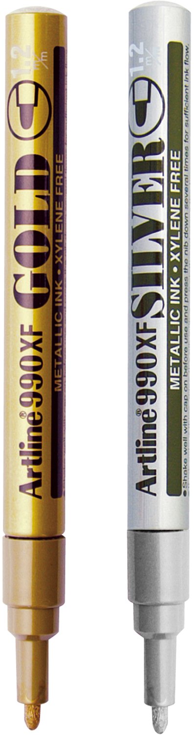 Artline 999XF Metallic Markers - Set van 2 markers - 0,8 mm - Goud & Zilver