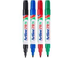 Artline 70 Neat Permanent Markers - Set van 4 markers - Met een kogelpunt van 1,5mm - Zwart, Rood, Blauw & Groen