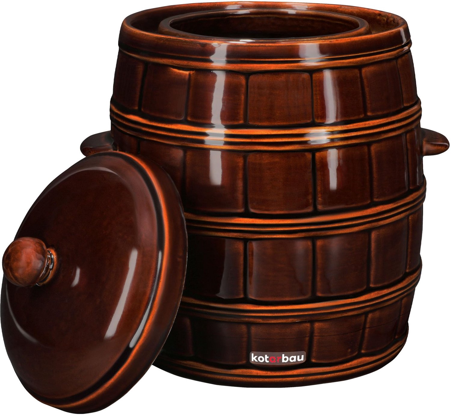 KOTARBAU® Fermentatiepot 16 L - Zuurkoolpot - met Deksel en Waterrand Keramische Fermentatiepot - Steengoed - Bruin