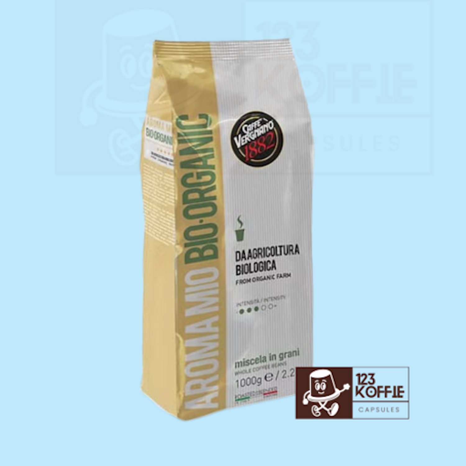 Caffè Vergnano Aroma Mio Bio Koffiebonen 1kg – Biologische Evenwichtige Blend Hele Bonen