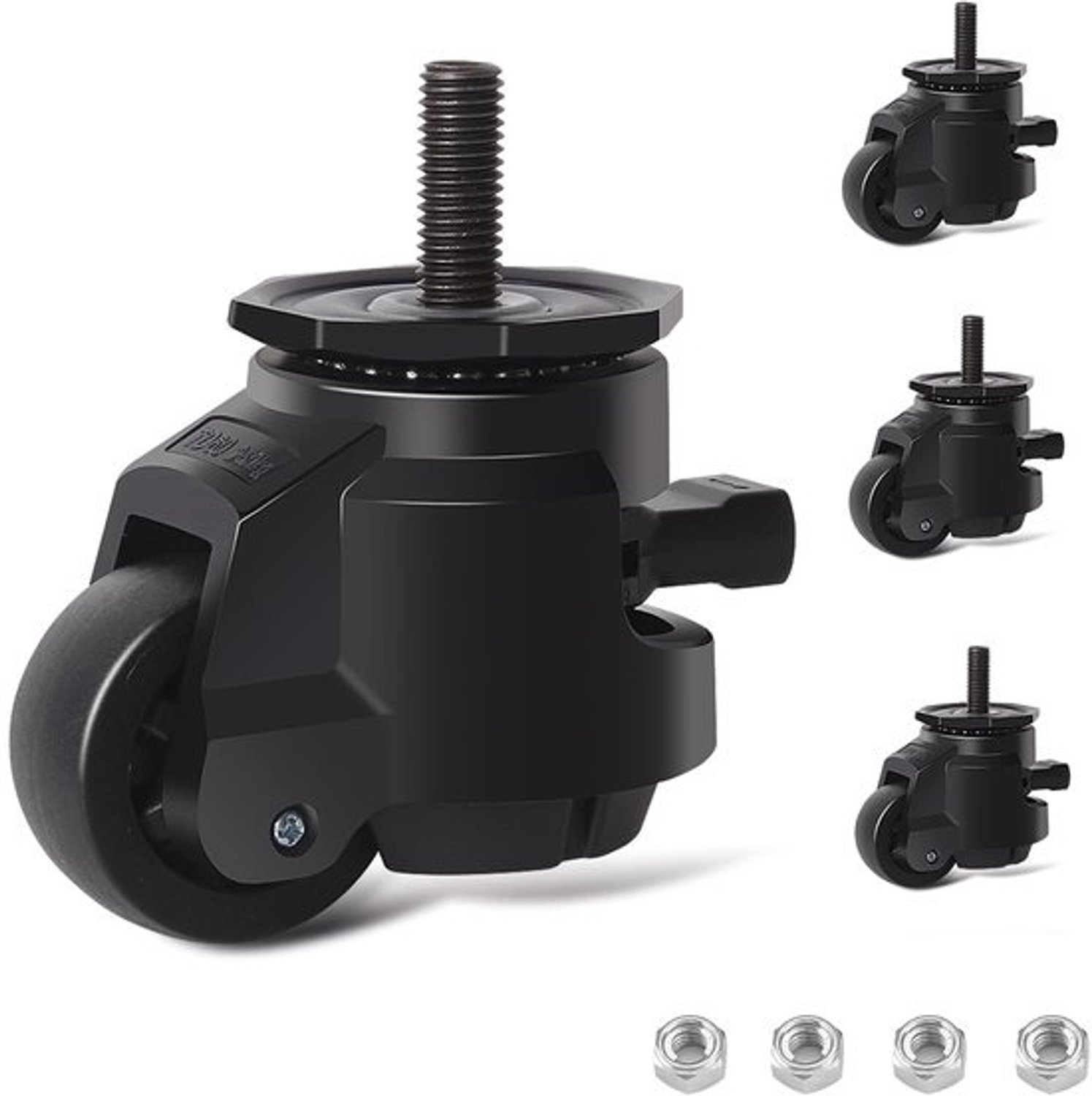 Heavy Duty Werkbankwielen M12X30 met verstelbare ratelsluiting - 4 zwenkwielen tot 1000 kg - 50 mm intrekbare transportwielen, 360° draaibaar