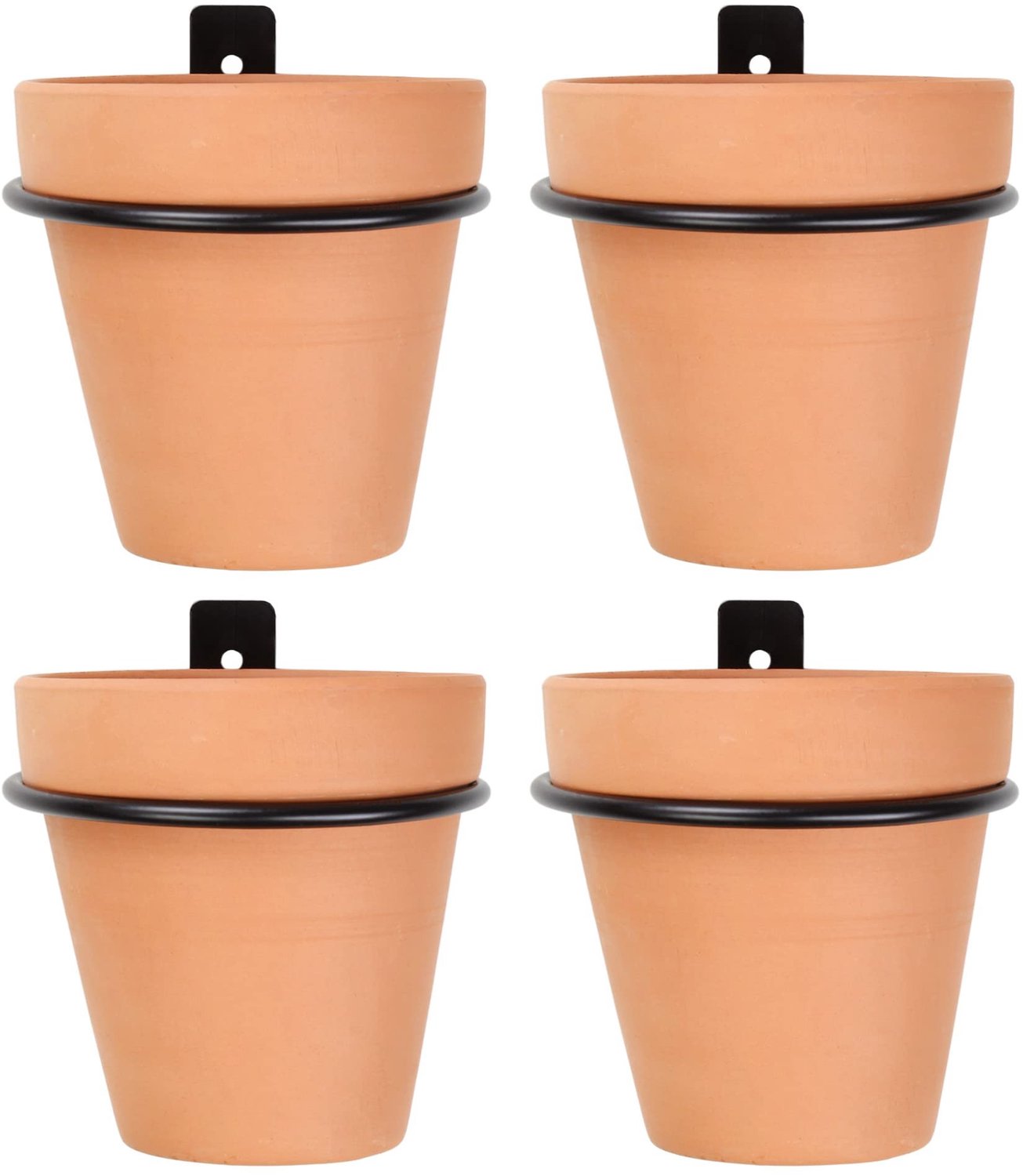Set van 4 Wandplantenhouders met Kleipotten
