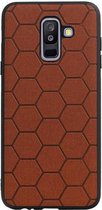 Hexagon Hard Case voor Samsung Galaxy A6 Plus 2018 Bruin