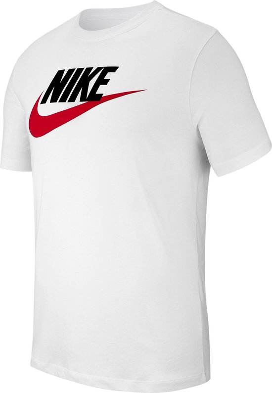 Nike Nsw Icon Futura T-shirt Heren - White/Black/(University Red) - Maat L  | bol.com