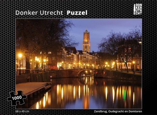 Donker Utrecht Puzzel - Zandbrug, Oudegracht en Domtoren - 1000 stukjes - 68 x 49 cm
