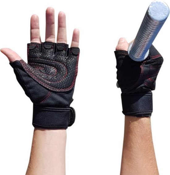 AWEMOZ Fitness Handschoenen - Sport Handschoenen - Fitness - Zwart - Maat L - Cadeau voor Mannen en Vrouwen - AWEMOZ