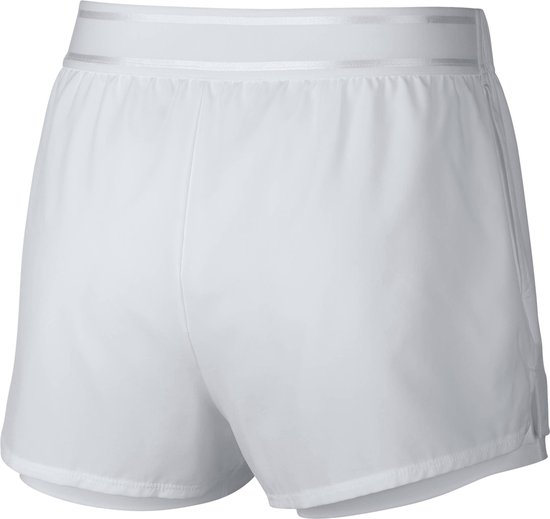 Nike Court Flex Short Sportbroek Dames - White/(Black) - Maat L | bol.com