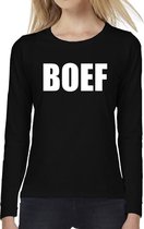 BOEF tekst t-shirt long sleeve zwart voor dames XL