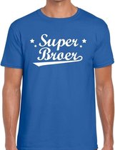 Super broer cadeau t-shirt blauw heren S