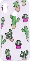 Shop4 - Samsung Galaxy M20 (Power) Hoesje - Zachte Back Case Cactussen Transparant