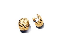 Pandora Essence Geribbelde Brede Oorringen Goudkleurig Dames Oorbellen 263879C00