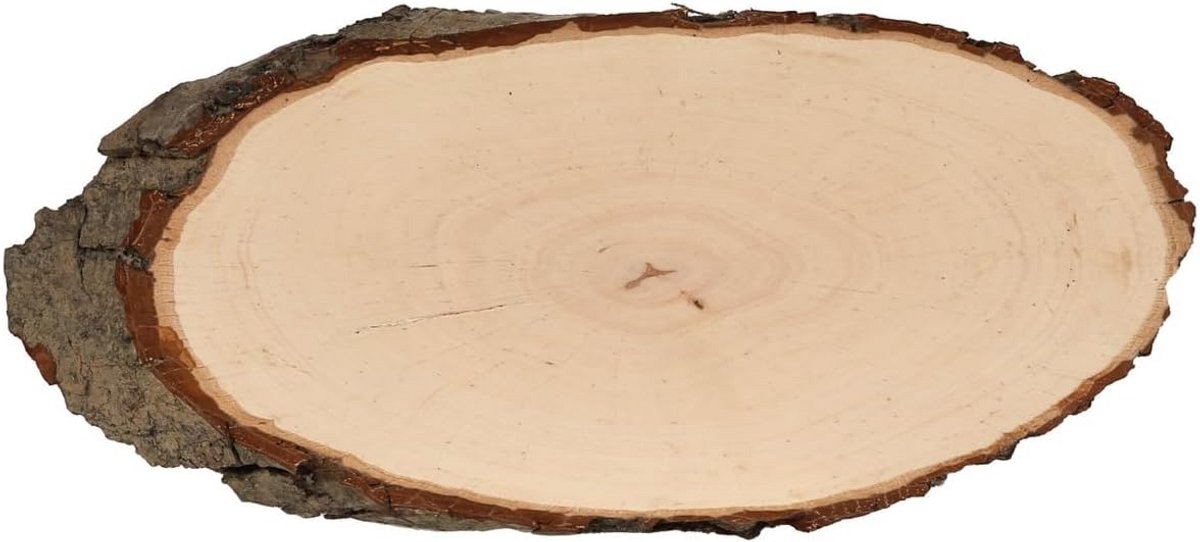 Ovale houten schijf van essenhout - natuurlijke schorsplank voor serving en decoratie