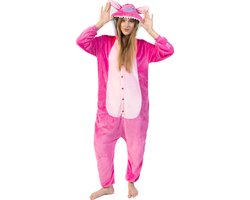 KIMU® Onesie Roze Stitch Pak - Maat S-M of 158-164 - Monster Jumpsuit Huispak Fleece Pyjama Volwassenen Dames Angel Monstertje Lilo Alien Fleece Festival