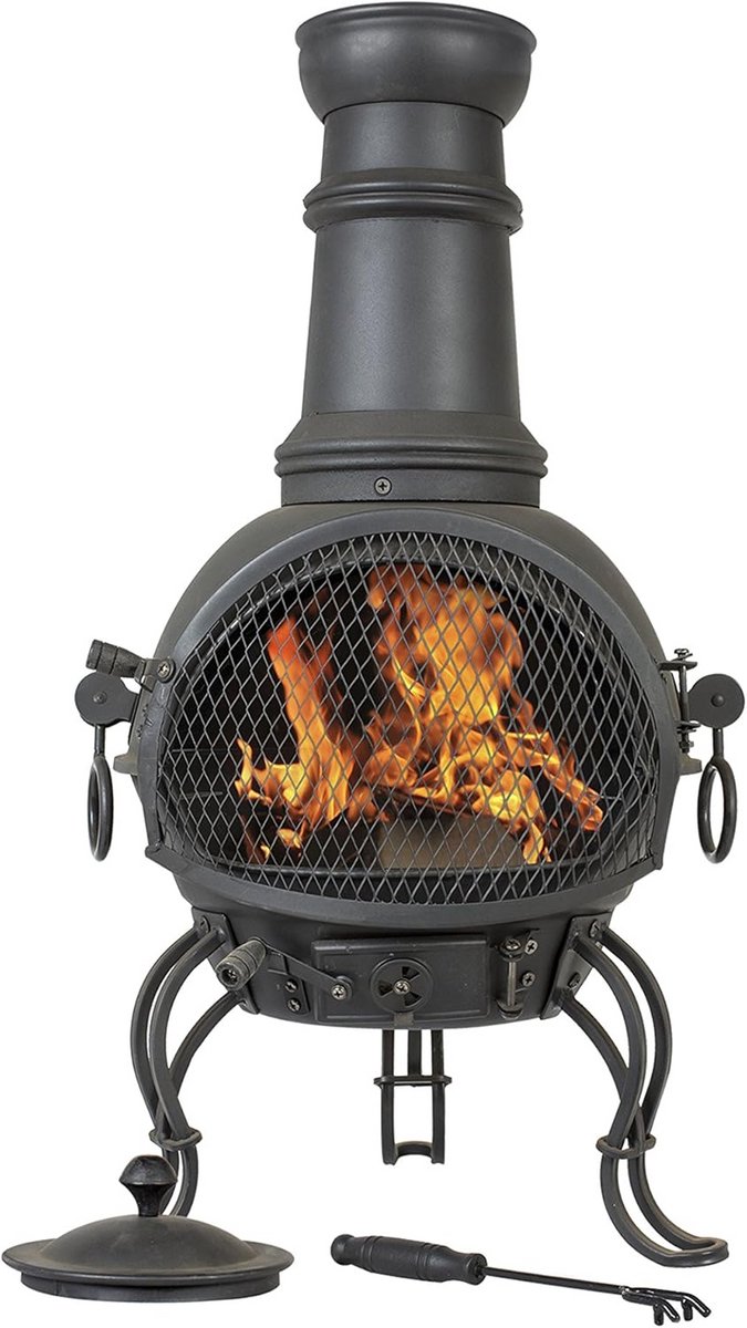 Stalen Buitenhaard met Barbecuefunctie voor Terras