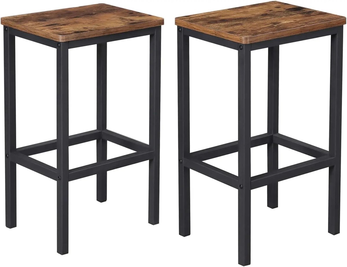 Vécarti - Klassieke stijl - Set van 2 - 40cmx30cmx65cm - In hoogte verstelbaar - Ijzeren frame - Tot 120kg - Antikras - Antislip - Hout - Metaal - 4 Season
