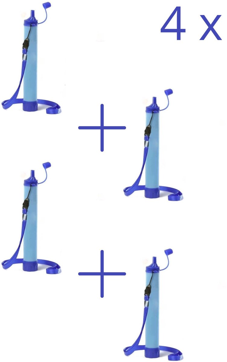 COMBIDEAL - 4 x Waterfilter rietje | Filter 6000 liter water | Waterzuivering voor Noodpakket, Survival & Outdoor