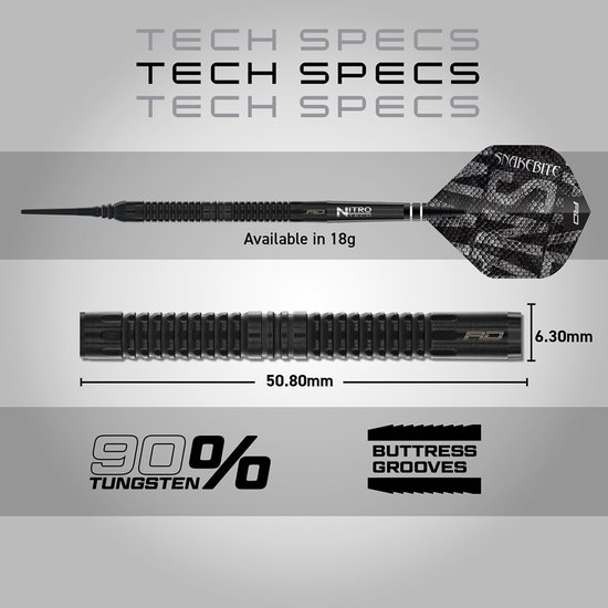 Red Dragon Peter Wright Black Mamba 90% - Soft Tip Dartpijlen van Red Dragon — afbeelding 5
