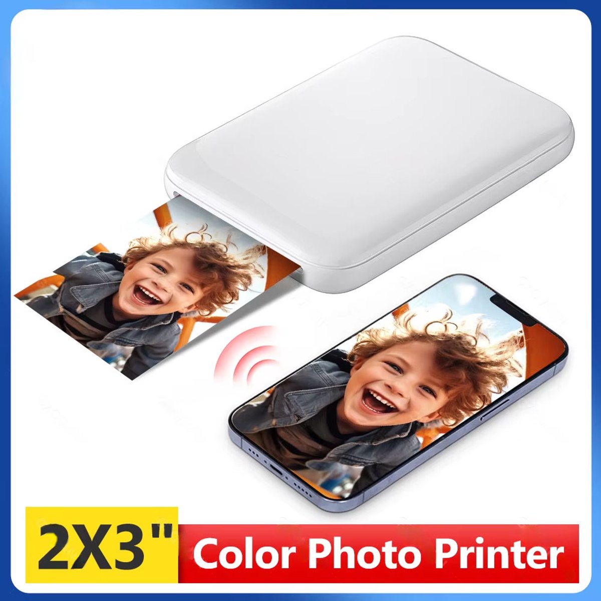 Draagbare Fotoprinter Mini – Mobiele 2x3 Inch Kleurenprinter met Bluetooth & ZINK-technologie – Zakprinter voor Foto’s en Labels thumbnail 2
