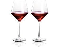 Mémoire® Amore - Handgeblazen Luxe Kristallen Wijnglazen Set van 2 - Premium Wijn glazen voor Rode & Witte Wijn - Kristalhelder, Duurzaam & Vaatwasserbestendig - Stijlvol Design met Fijne Rand - Perfect Cadeau voor Wijnliefhebbers