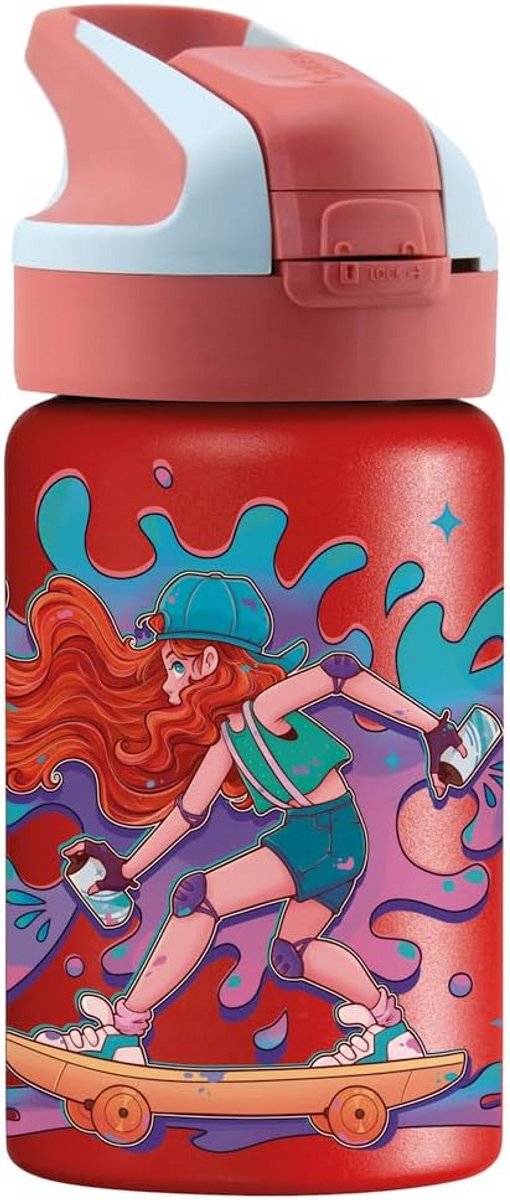 Thermosfles RVS 0,35 L - Isolatiefles voor Warme en Koele Drank - Skate Design