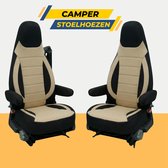 BREMER SITZBEZÜGE Motorhome Seat Covers for Aguti GIS Liner and Milan Seats, Set of 2 Protective Covers Including Armrest Covers in Black/Blue Stitching GT406