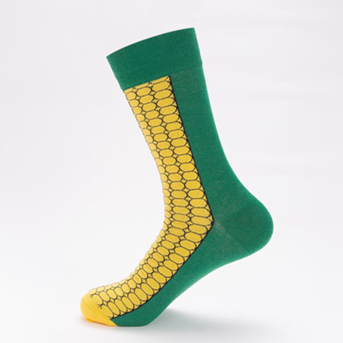 Sokken heren - groen - geel - print mais - 40 - 45 - cadeau voor hem - Kerstcadeau - vaderdag cadeau - verjaardagscadeau - geschenk - gift