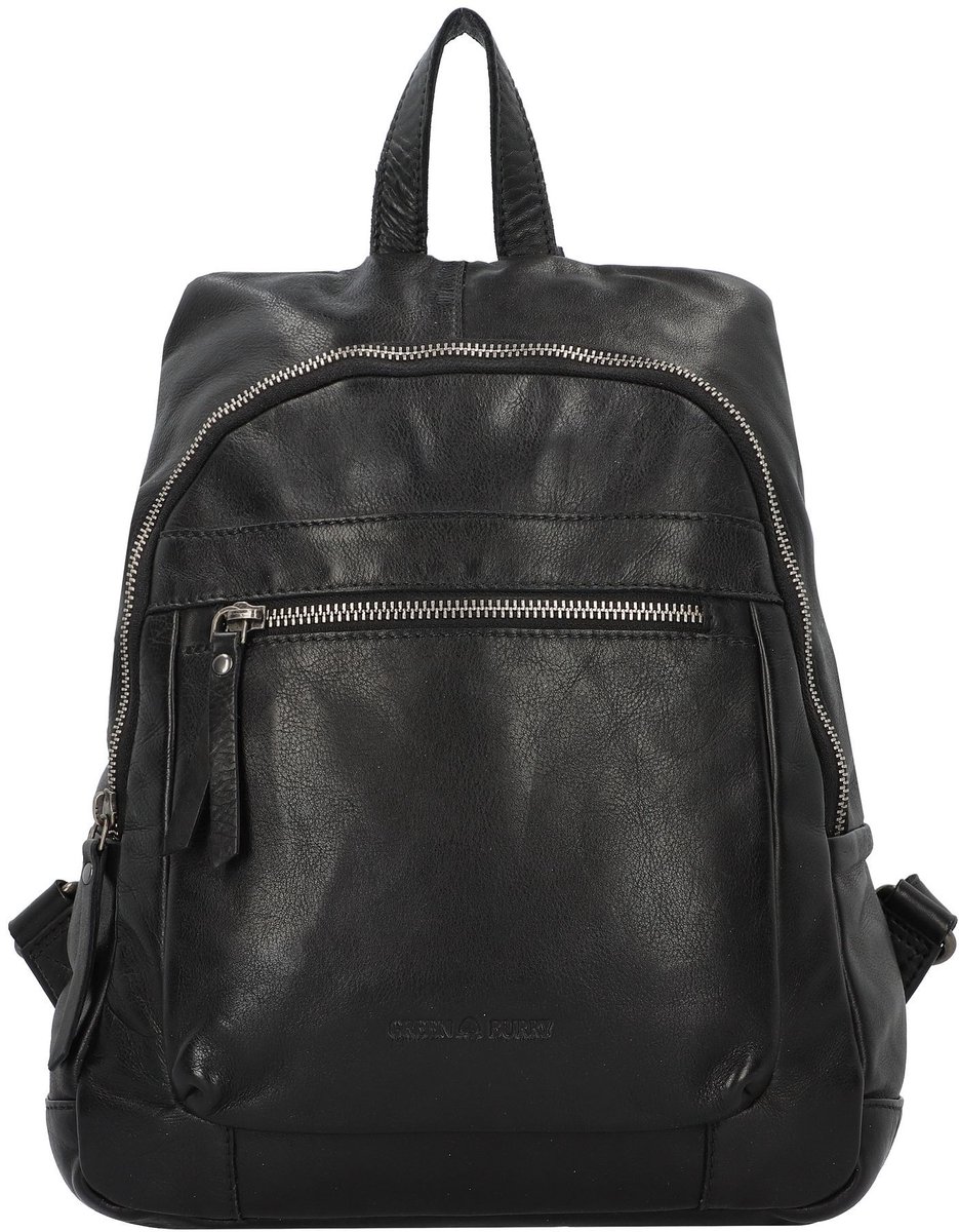 GREENBURRY Leren vrijetijdsrugzak rugzak Colombiana City Backpack Black zwart