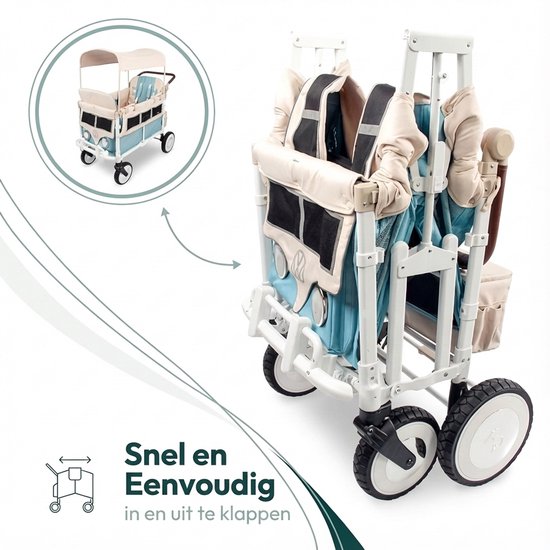 WonderFold Volkswagen W4 Bolderkar - 4-zits Kinderwagen - Opvouwbaar - Blauw (Draagvermogen tot 90kg) van Merkloos — afbeelding 3