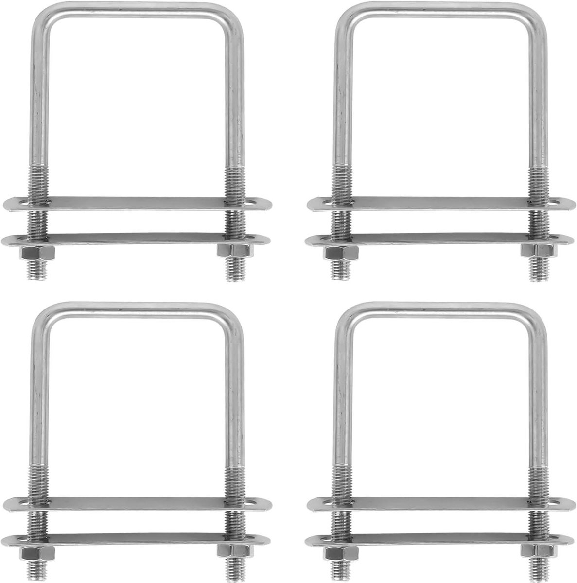 Ronte - U-beugelklemmen van roestvrij staal voor stevige bevestiging - Set van 2 - 80 mm x 150 mm - Inclusief beugelbouten, moeren en sluitringen