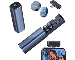 Draadloze Clip-Magnetische Microfoon – 3 Ruisonderdrukkende Modi 100 Ft Bereik – 30 Uur Batterij Oplaadbox USB-C – Geschikt Voor iPhone Android Smart Device – Perfect Voor Vlog Video Opname Interview