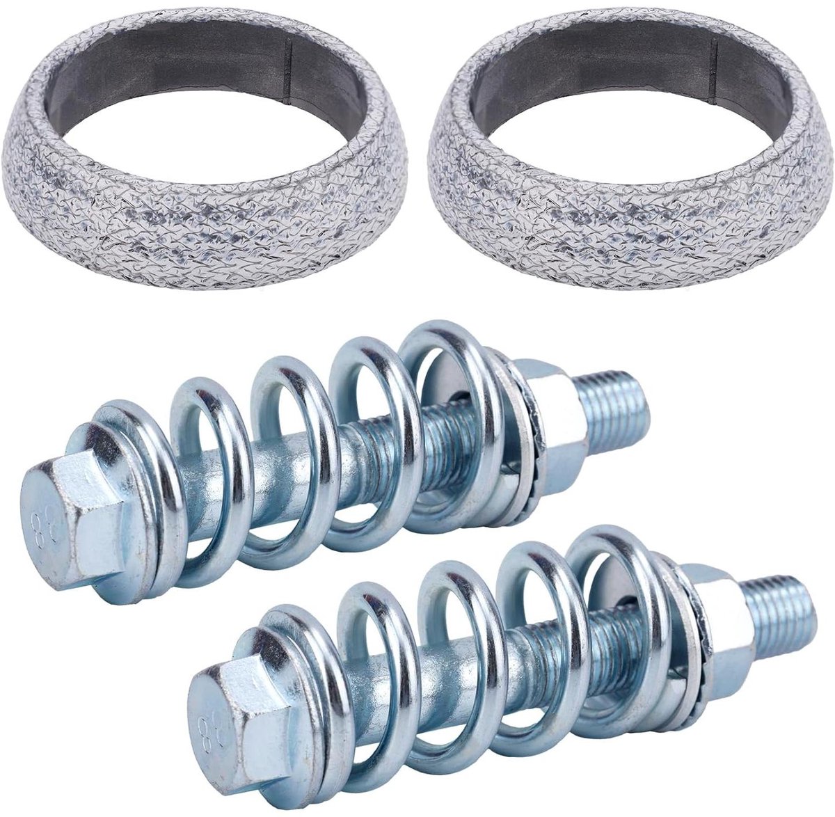 Ronte - Uitlaatspruitstukpakking Set voor Auto Vrachtwagen SUV - Hoogtemperatuur Donut Pakking (54mm) met Bouten & Veren, Uitlaatsysteem Reparatie