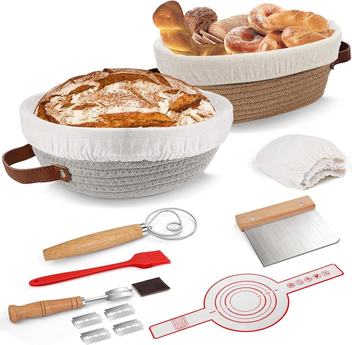 Ronte - Broodmand voor Deegrijsmand - Ambachtelijke Keukenaccessoire met Deksel - Rotan - Ø 25 cm