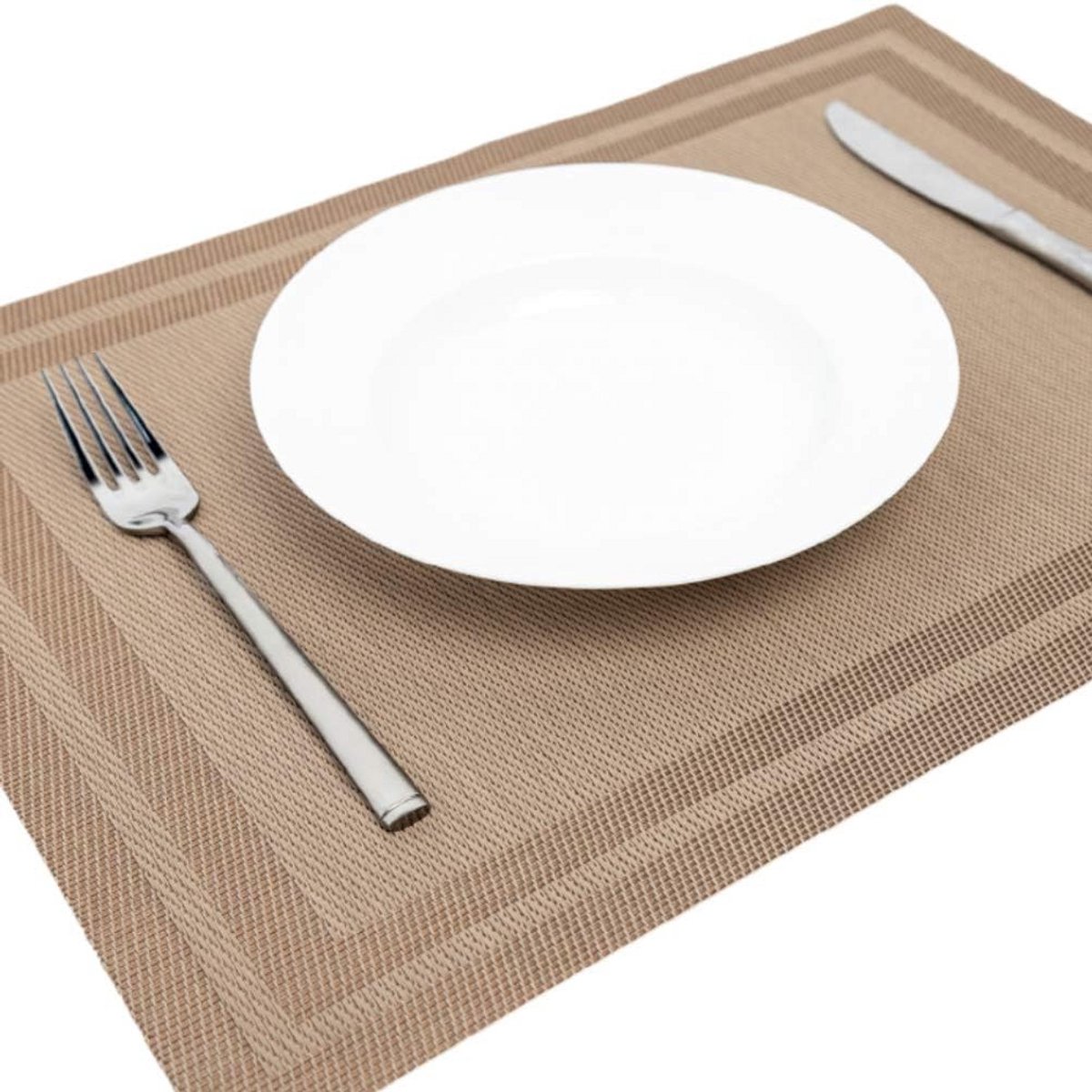Geweven Tafelmat - PVC - Goud - Antislip - Warmtebestendig - Gemakkelijk Schoon te Maken - 4 Stuks