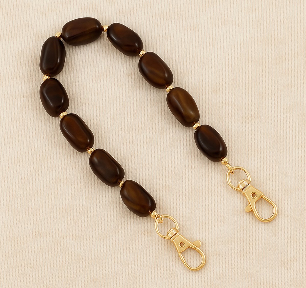 Telefoonkoord - Handstrap - Phone Strap – Bruin – Marmerlook – Luxe Gouden Clips - Cadeau voor vrouwen - Valentijn cadeau vrouw