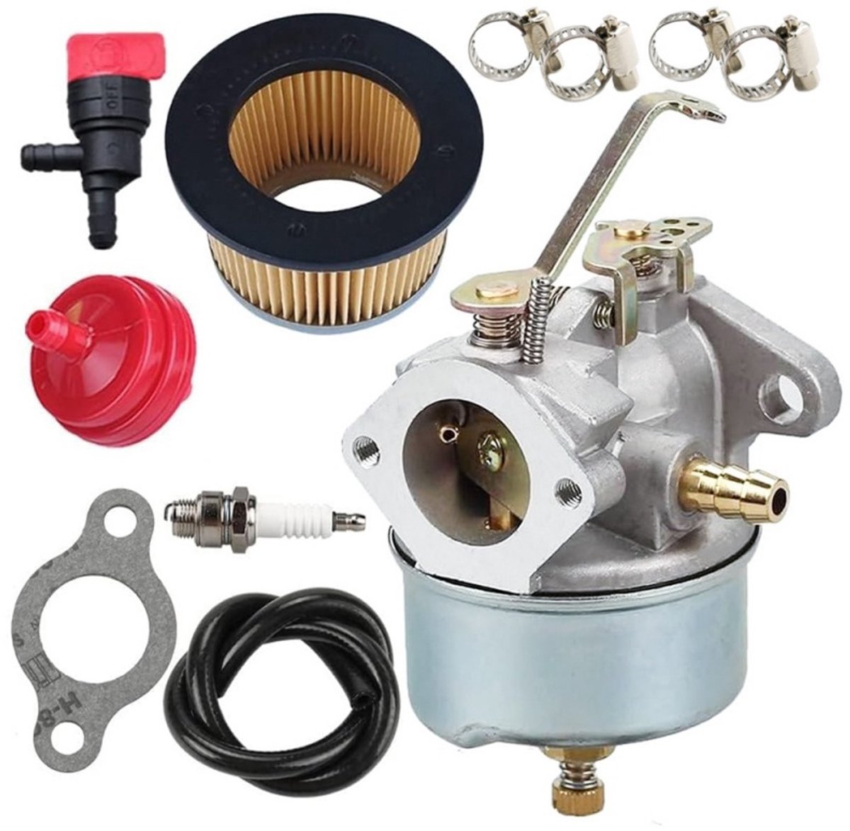 632230 Carburateur Carb Past voor Tecumseh H30 H50 H60 HH60 HH70 Motoren, met Luchtfilter Brandstoffilter, Brandstofklep, Karabijnhaken Pakking