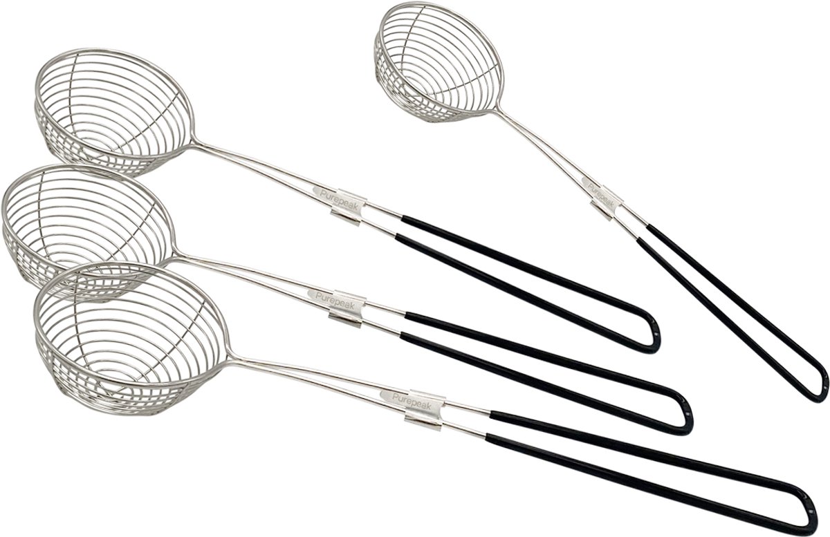 Purepeak Fondue Netjes - Chinese Fondue - RVS - Ø6.5 cm - 4 Stuks - Zwart