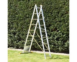Trade Master Pro® 2-delige Reformladder – 9 Treden – 150 kg Draagvermogen – EN131 Professioneel-gecertificeerd – Antisliptreden – Auto-vergrendel Clips – Lichtgewicht Aluminium Ladder