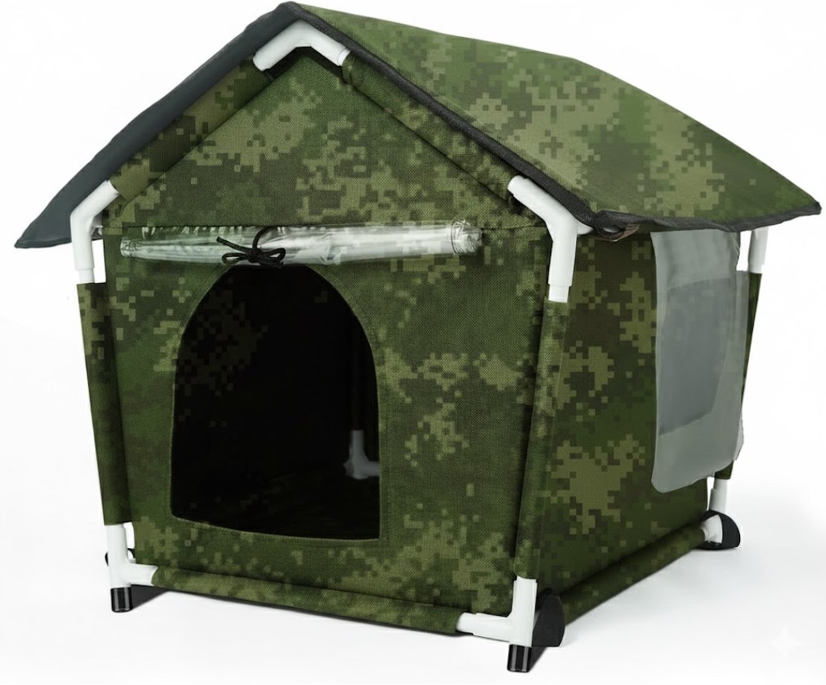 White-Label® Kattenhuis voor Buiten - Kattenhok Binnen - Kattenbench - Kattenren - Groen