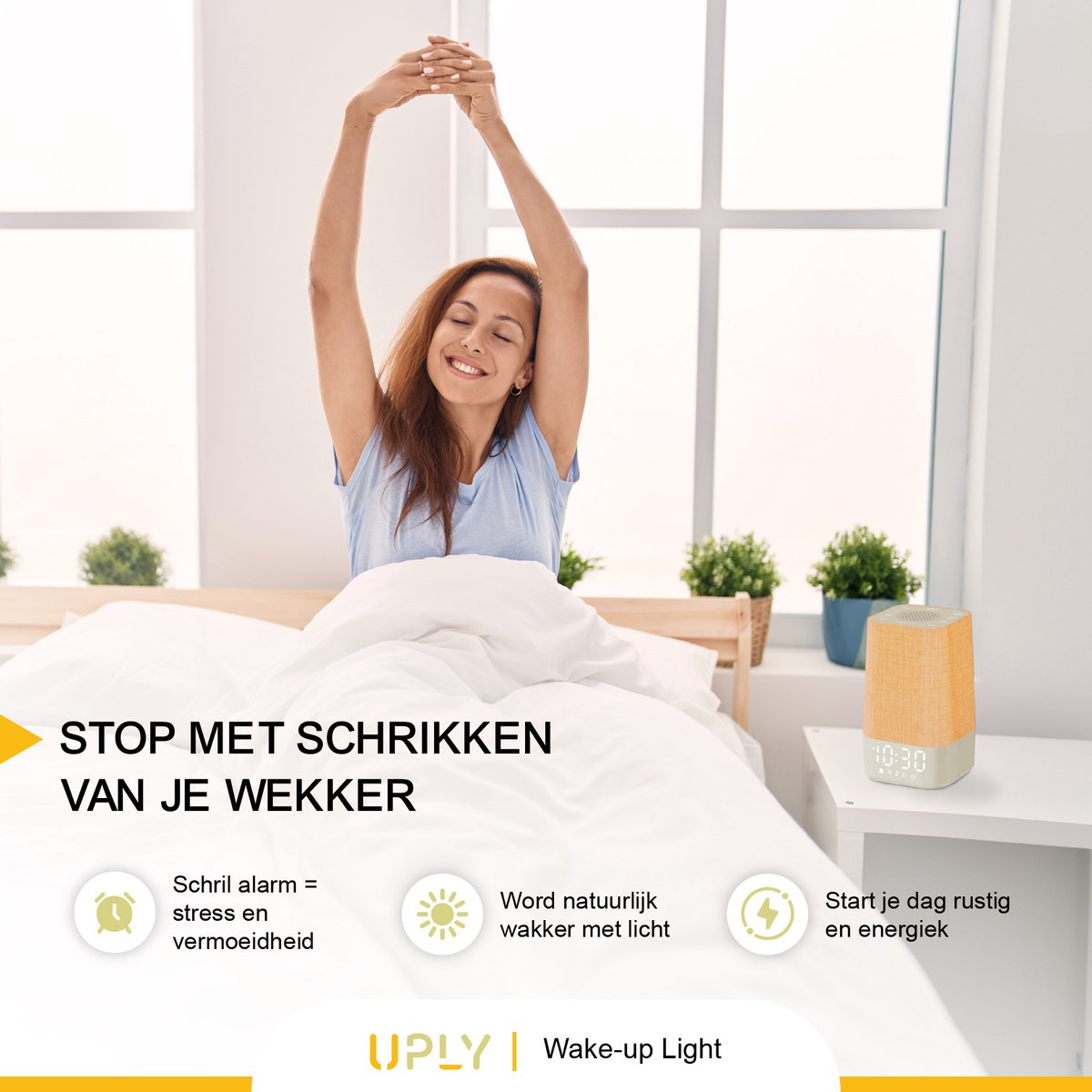 UPLY Wake up light - Met USB oplaadpunt - Met 30 geluiden - Wekker met licht - White noise - Digitale wekker — cadeau in Wonen & Interieur - foto 2